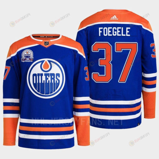 Edmonton Oilers Warren Foegele 37 Royal Primegreen Lee Ryan Hall Of Fame Patch Jersey 2022