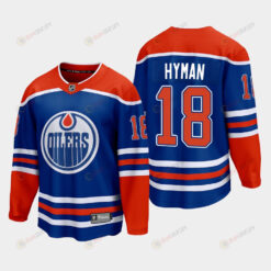 Edmonton Oilers Zach Hyman 18 2022-23 Home Royal Jersey Premier