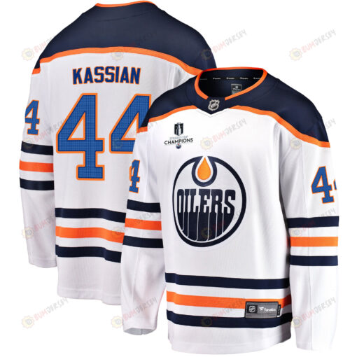 Edmonton Oilers Zack Kassian 44 Away 2022 Stanley Cup Champions Breakaway Men Jersey - White