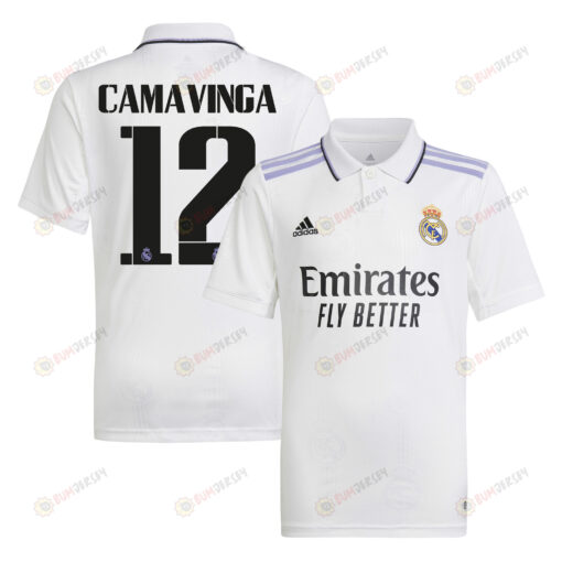 Eduardo Camavinga 12 Real Madrid 2022/23 Home Youth Jersey - White