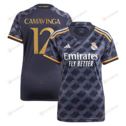 Eduardo Camavinga 12 Real Madrid 2023-24 Away Women Jersey - Navy Blue