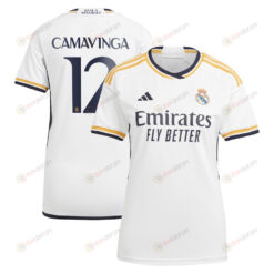 Eduardo Camavinga 12 Real Madrid 2023-24 Home Women Jersey - White