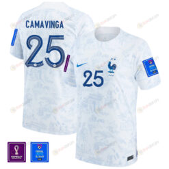 Eduardo Camavinga 25 France National Team FIFA World Cup Qatar 2022 Patch Away Jersey