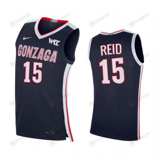 Efton Reid 15 Gonzaga Bulldogs Navy Jersey 2022-23 College Basketball