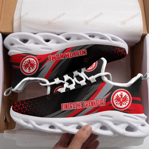 Eintracht Frankfurt Logo Custom Name Pattern 3D Max Soul Sneaker Shoes In Black