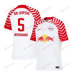 El Chadaille Bitshiabu 5 RB Leipzig 2023/24 Home YOUTH Jersey - White/Red