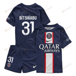 El Chada?lle Bitshiabu 31 Paris Saint-Germain Home Kit 2022-23 Youth Jersey - Blue
