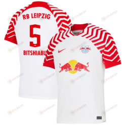 El Chada?lle Bitshiabu 5 RB Leipzig 2023/24 Home Men Jersey - White/Red