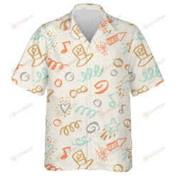 Elements Drawn With A Brush Flag Hat Heart Stars Fireworks Hawaiian Shirt