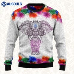 Elephant Mandala Color Ugly Sweaters For Men Women Unisex