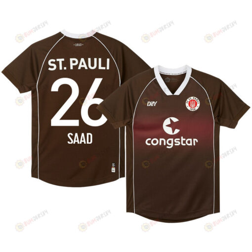 Elias Saad 26 FC St. Pauli 2023-24 Home Men Jersey - Brown