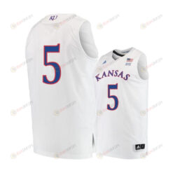 Elijah Elliott 5 Kansas Jayhawks Basketball Men Jersey - White