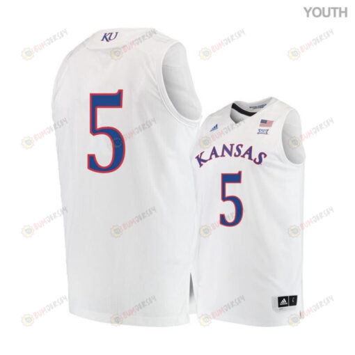 Elijah Elliott 5 Kansas Jayhawks Basketball Youth Jersey - White