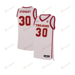 Elijah Stewart 30 USC Trojans Elite Men Jersey Basketball - White