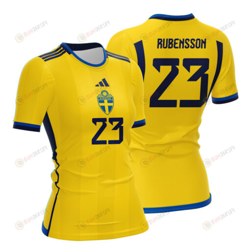 Elin Rubensson 23 Sweden 2023 Women Home Jersey - Yellow - All Over Printed Jersey