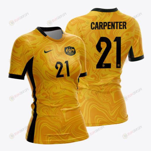 Ellie Carpenter 21 Australia 2023 Women Home Jersey - Yellow - All Over Printed Jersey