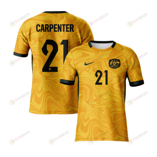 Ellie Carpenter 21 Australia 2023 Youth Home Jersey - Yellow - All Over Printed Jersey