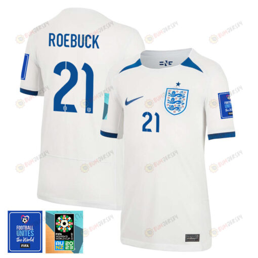 Ellie Roebuck 21 England 1 Star FIFA Patch Women's National Team 2023-24 World Cup Home Jersey