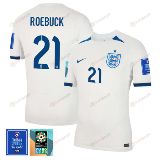 Ellie Roebuck 21 England 1 Star FIFA Patch Women's National Team 2023-24 World Cup Home Men Jersey