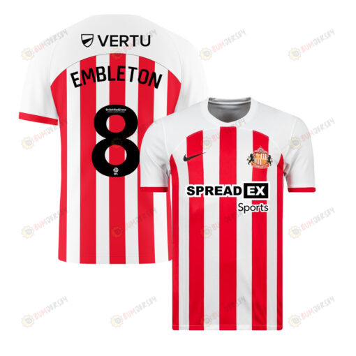 Elliot Embleton 8 Sunderland A.F.C 2023-24 Home Men Jersey - White