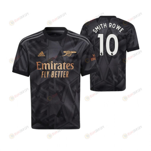 Emile Smith Rowe 10 Arsenal 2022/23 Youth Away Jersey - Black