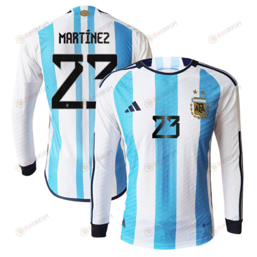 Emiliano Mart?nez 23 Argentina 2022-23 Home Men Long Sleeve Jersey National Team World Cup Qatar