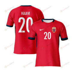 Emilie Haavi 20 Norway 2023 Youth Away Jersey - Red - All Over Printed Jersey