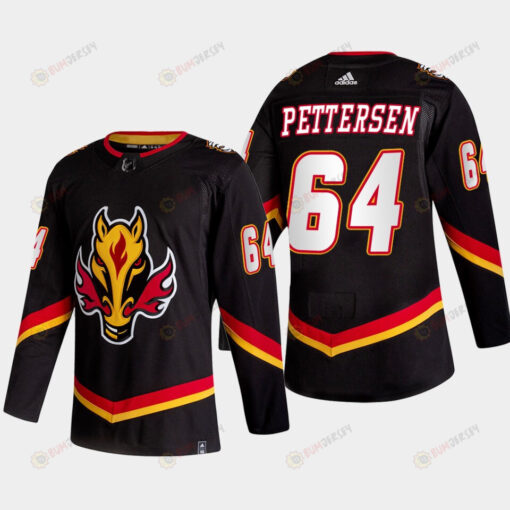 Emilio Pettersen 64 Calgary Flames Alternate Black Jersey 2022-23