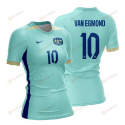 Emily Van Egmond 10 Australia 2023 Women Away Jersey - Turquoise - All Over Printed Jersey