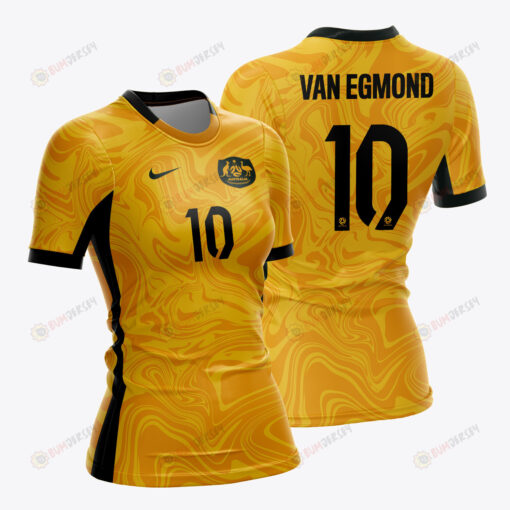 Emily Van Egmond 10 Australia 2023 Women Home Jersey - Yellow - All Over Printed Jersey