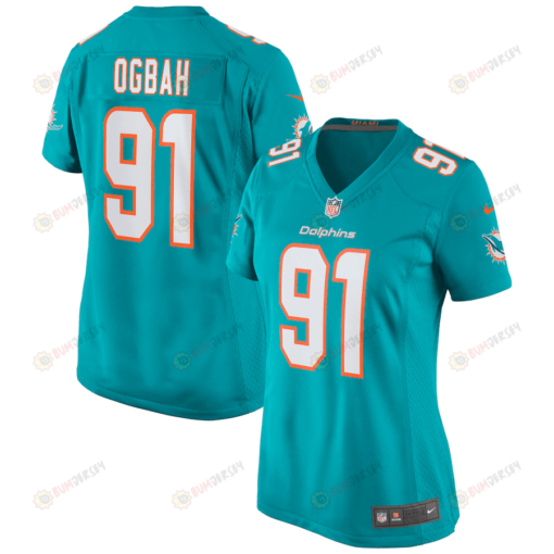 Emmanuel Ogbah 91 Miami Dolphins Game Women Jersey - Aqua