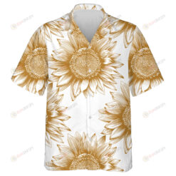 Engraved Vintage Style Golden Floral Isolated Pattern Hawaiian Shirt