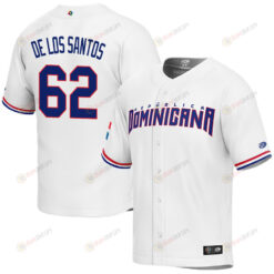 Enyel De Los Santos 62 Dominican Republic Baseball 2023 World Baseball Classic Jersey - White