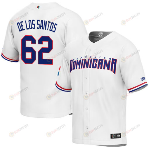 Enyel De Los Santos 62 Dominican Republic Baseball 2023 World Baseball Classic Jersey - White