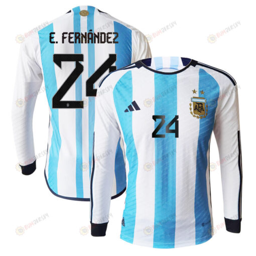 Enzo Fern?ndez 24 Argentina 2022-23 Home Men Long Sleeve Jersey National Team World Cup Qatar