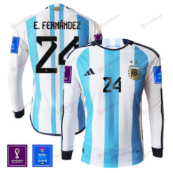 Enzo Fern?ndez 24 Argentina 2022-23 Home Men Long Sleeve Jersey National Team World Cup Qatar