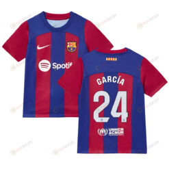 Eric Garc?a 24 Barcelona 2023/24 Home Youth Jersey - Blue/Scarlet