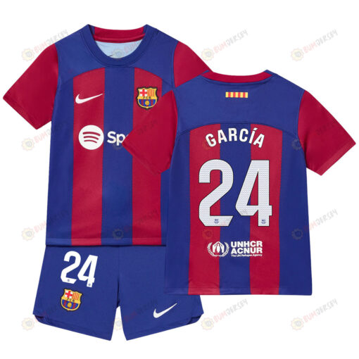 Eric Garc?a 24 Barcelona Home Kit 2023-24 Youth Jersey - Blue/Scarlet