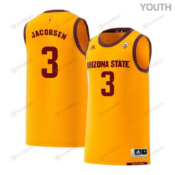 Eric Jacobsen 3 Arizona State Sun Devils Retro Basketball Youth Jersey - Yellow
