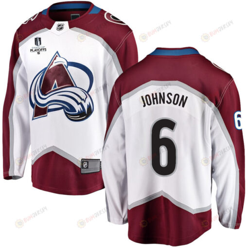 Erik Johnson 6 Colorado Avalanche Stanley Cup 2023 Playoffs Patch Away Breakaway Men Jersey - White