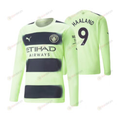 Erling Haaland 9 Manchester City 2022-23 Third Long Sleeve Jersey - Neon Green
