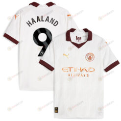 Erling Haaland 9 Manchester City 2023/24 Away YOUTH Jersey - White