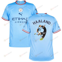 Erling Haaland 9 Manchester City Legendary Blue Champions 2022-23 Home Jersey - Men