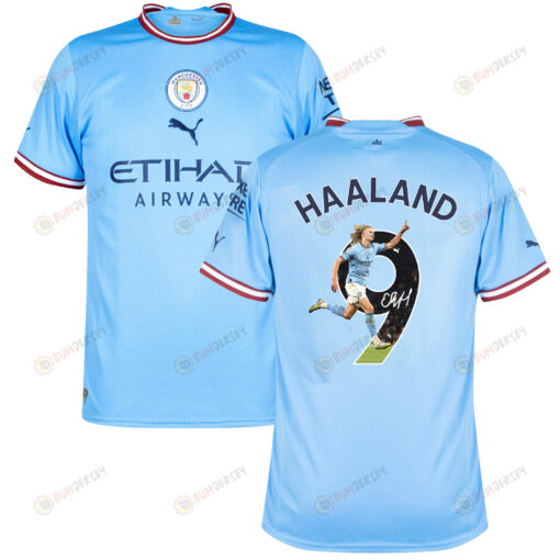 Erling Haaland 9 Manchester City Legendary Blue Champions 2022-23 Home Jersey - Men
