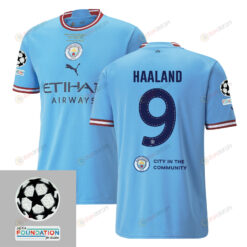 Erling Haaland 9 Manchester City UEFA 2023 Final Match Details Patch Badge - Home Jersey