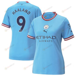 Erling Haaland 9 Manchester City Women 2022/23 Home Player Jersey - Sky Blue