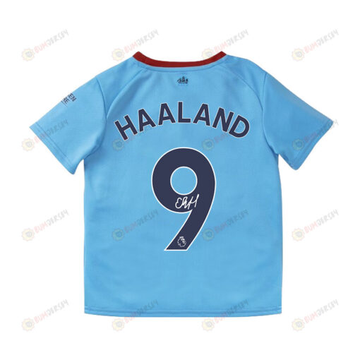 Erling Haaland 9 Signed Manchester City 2022/23 Hom Jersey - Youth