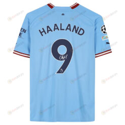 Erling Haaland 9 Signed Manchester City 2022/23 Home Men Jersey - Blue