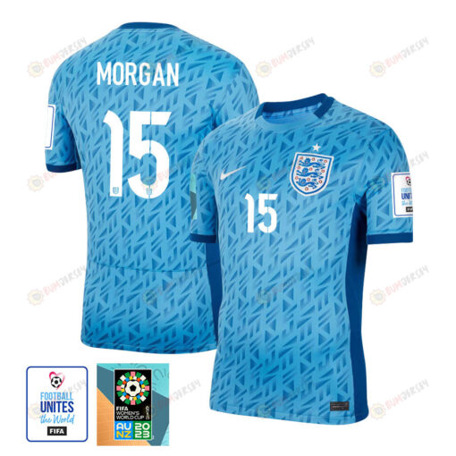 Esme Morgan 15 England 1 Star FIFA Patch Women's National Team 2023-24 World Cup Away Men Jersey