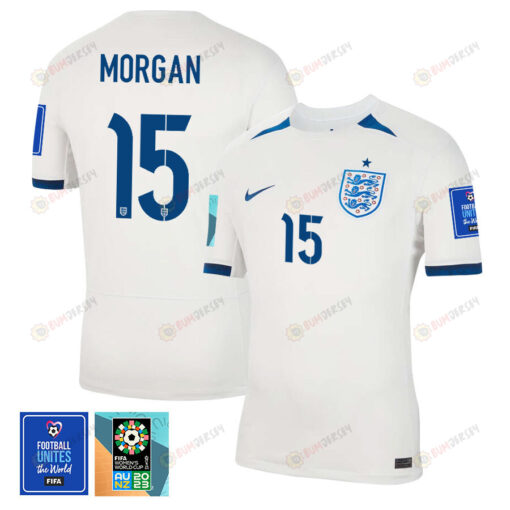 Esme Morgan 15 England 1 Star FIFA Patch Women's National Team 2023-24 World Cup Home Men Jersey